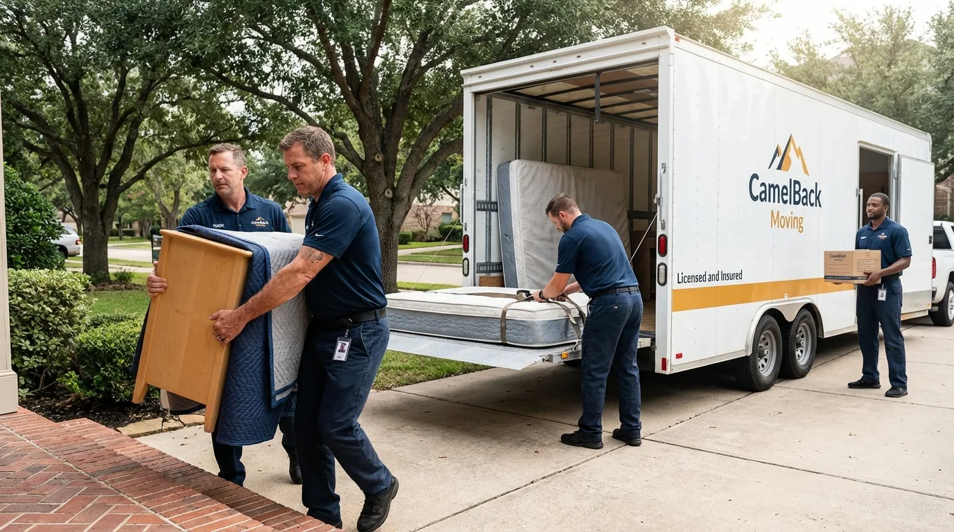 Crew loading residential truck for cross-state move from Milliken, CO